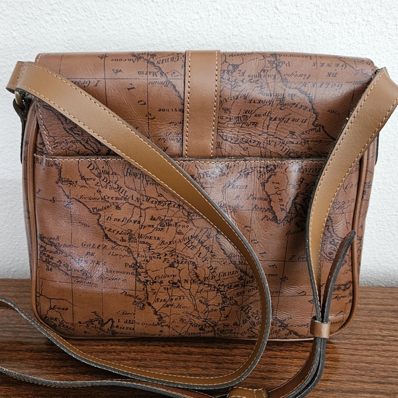 Patricia Nash Signature Map Leather Crossbody Rust NWT - Picture 2 of 10
